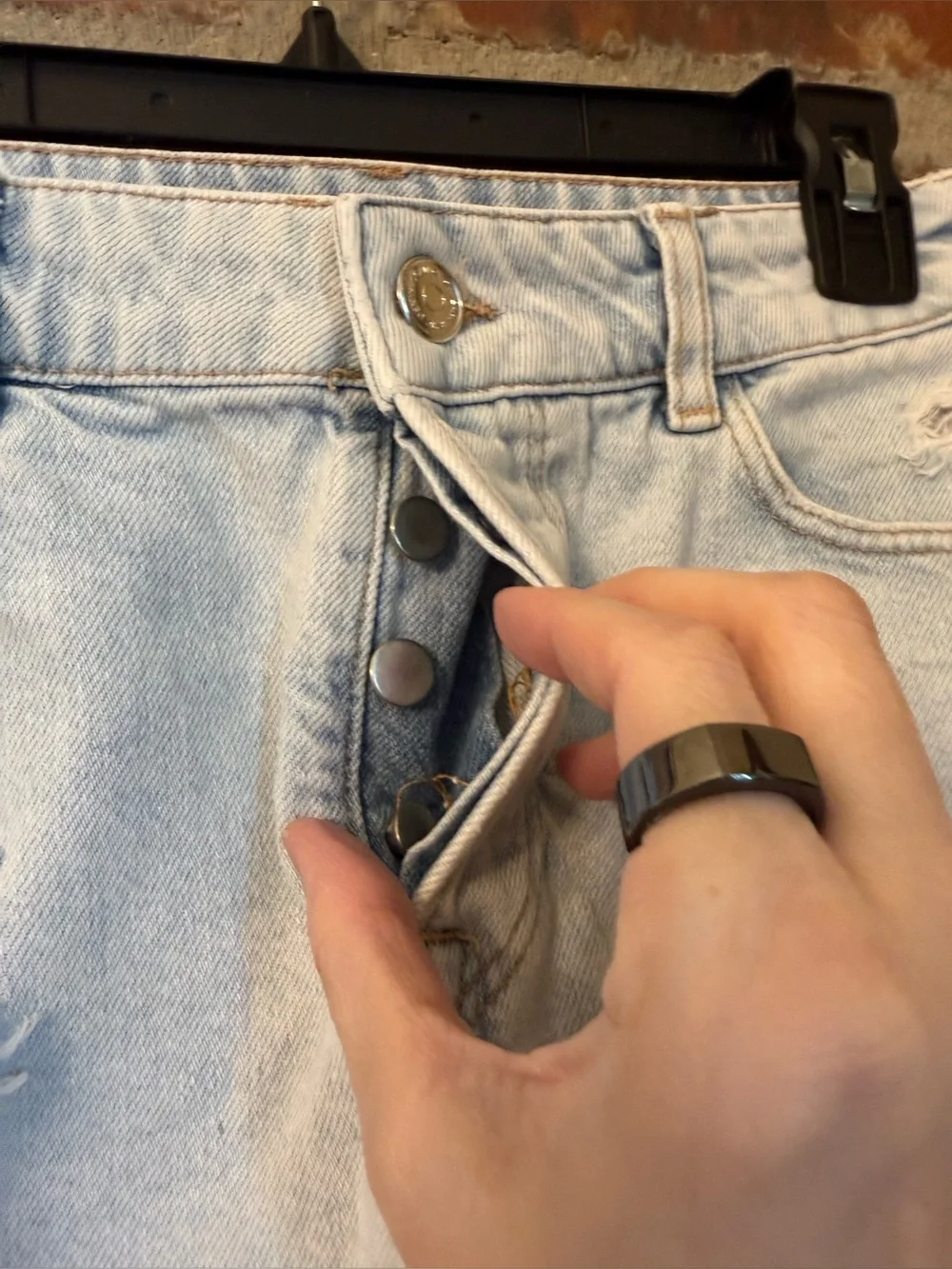 P124 - Zara Light Blue Distressed Denim Shorts